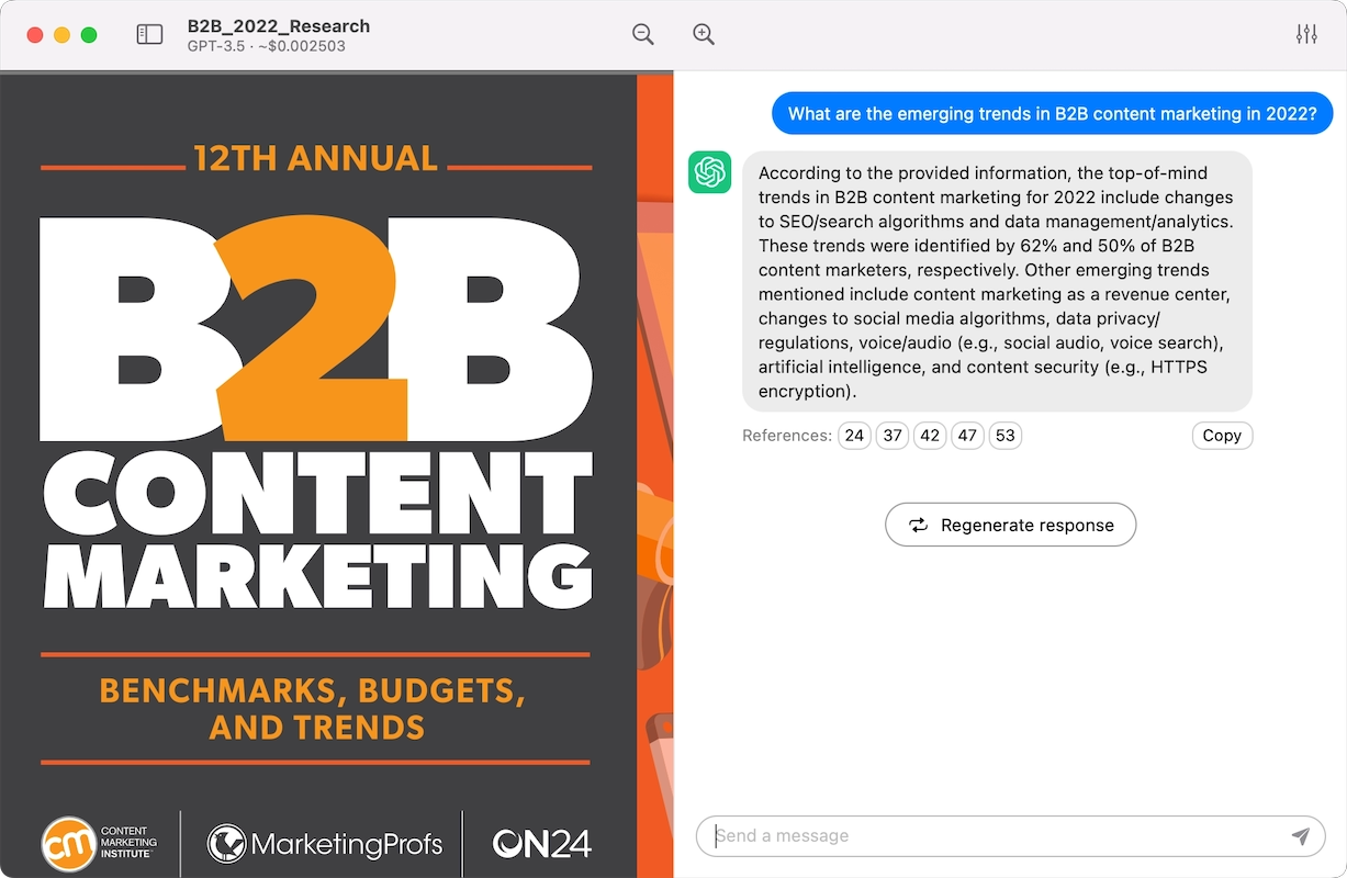 Chat with PDF for Content Marketer