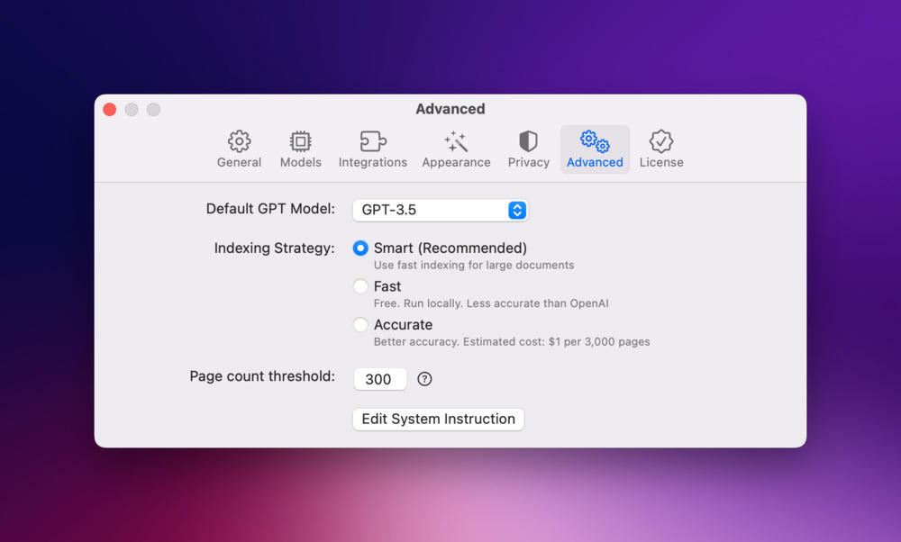 ChatPDF for mac indexing strategy